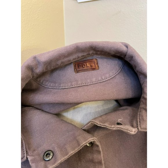 POL Women's Jacket Denim Floral Embroidered Snap Button Purple Size Medium - Picture 4 of 4